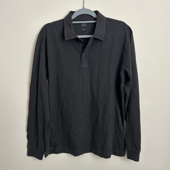 Gap Long Sleeve Polo Washed Black Size Medium - Picture 1 of 5